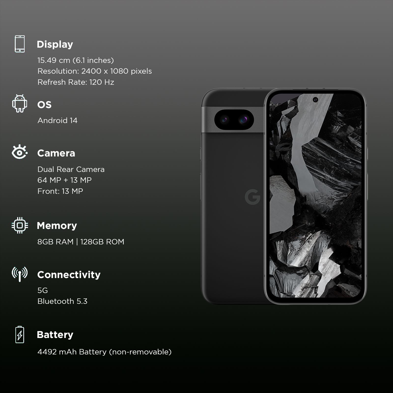 Google Pixel 8a 128GB Obsidian ブラック Buy Google Pixel 8a 5G (8GB RAM, 128GB, Obsidian) Online - Croma